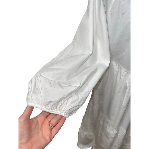 & Other Stories Midi Smocked Bows Bodice Tiers Peasant Beach Boho White S NWT - Picture 5 of 12